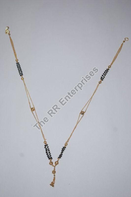 Brass Black Bead Mangalsutra Without Pendant
