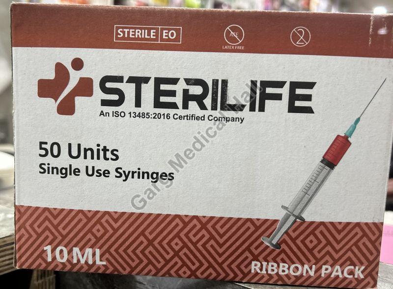 Sterilife Polished 10ml Sterile Syringe, Needle material : Stainless Steel