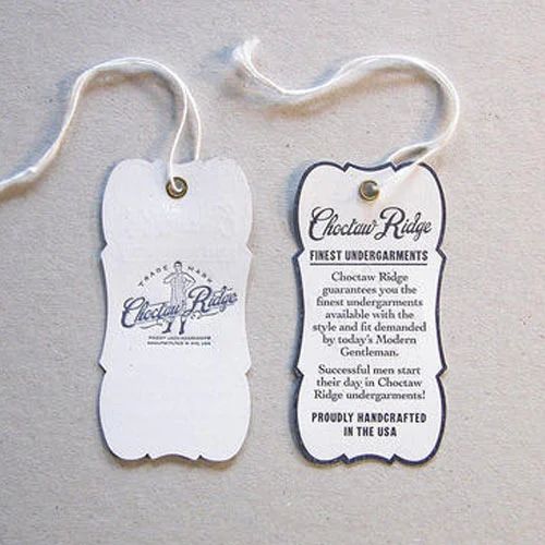 White Rectangular Plastic Clothes Printed Hang Tag