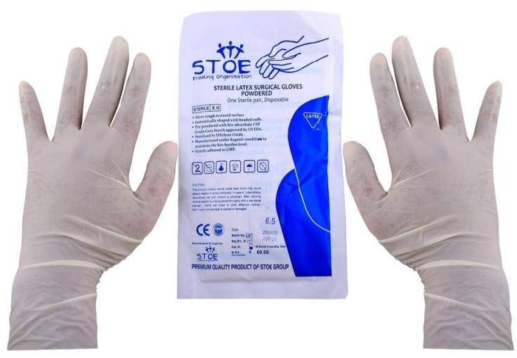 STOE Latex Surgical glove powdered sterile, Size : 6.0, 6.5, 7.0, 7.5, 8.0