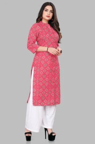 Ladies 3/4 Sleeve Kurti Palazzo Suit