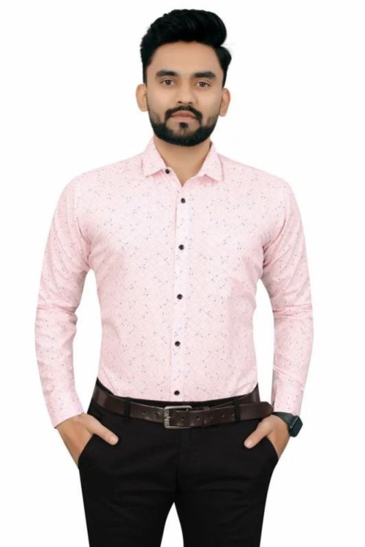 Mens Pink Stylish Cotton Shirts