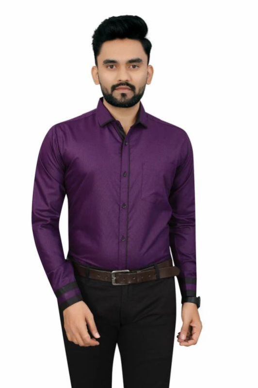 Mens Purple Stylish Cotton Shirts