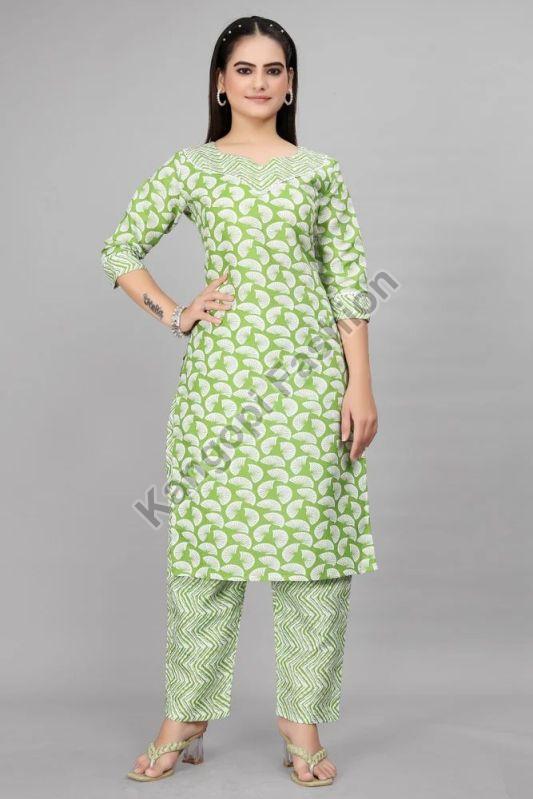 Ladies A Line Printed Kurti Pant Set