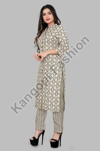Ladies Rayon Kurti Pant Set, Size : M