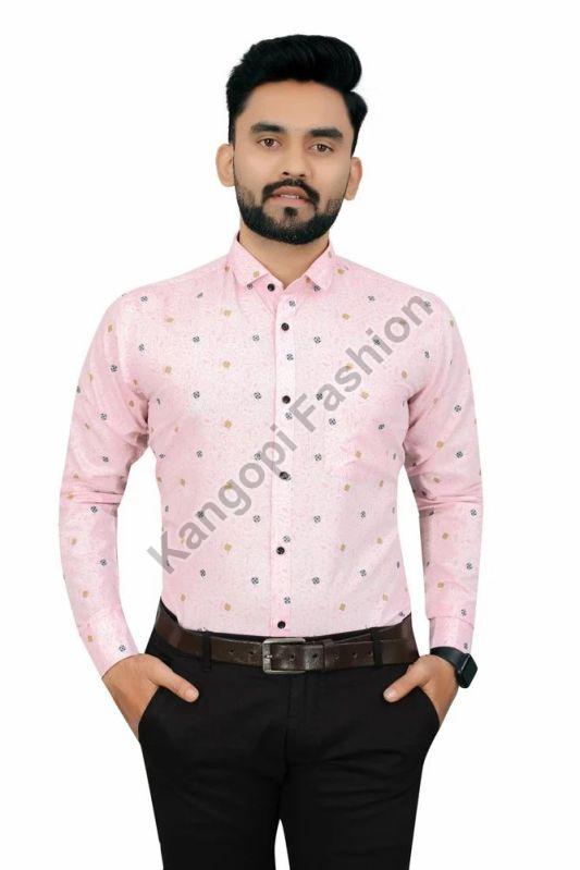 Mens Cotton Casual Printed Shirt, Collar Type : Spread