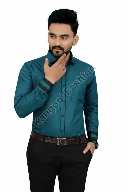 Regular Fit Mens Firozi Stylish Cotton Shirts, Size : Small - 38