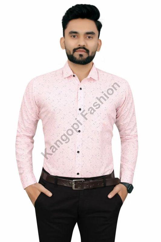 Mens Pink Stylish Cotton Shirts, Size : Small