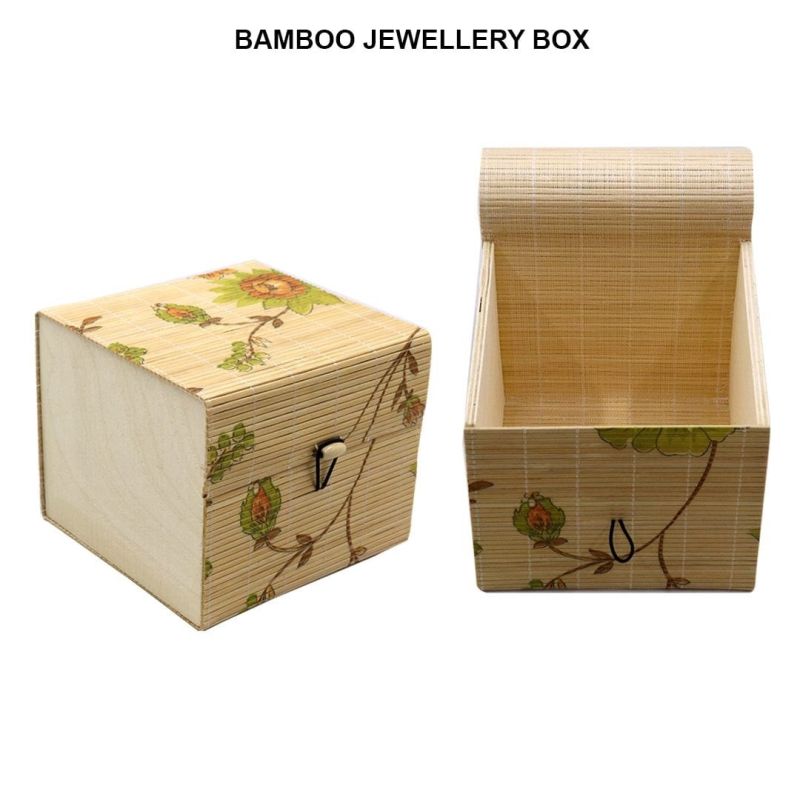 Printed Bamboo Jewellery Box, Shape : Square