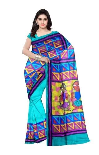 Handmade Printed Silk Saree, Feature : Easy Wash, Shrink-Resistant