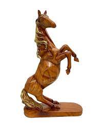 Brown Wooden Horse Statue, for Gifting, Decoration