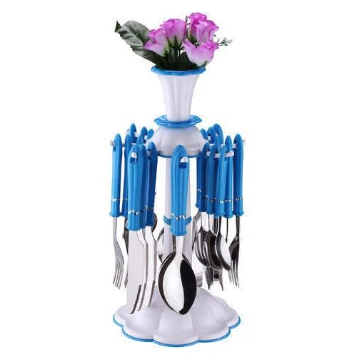 Silver Blue Belizzi Polished Plastic Stainless Steel Regular Cutlery Set, For Kitchen, Style : Modern