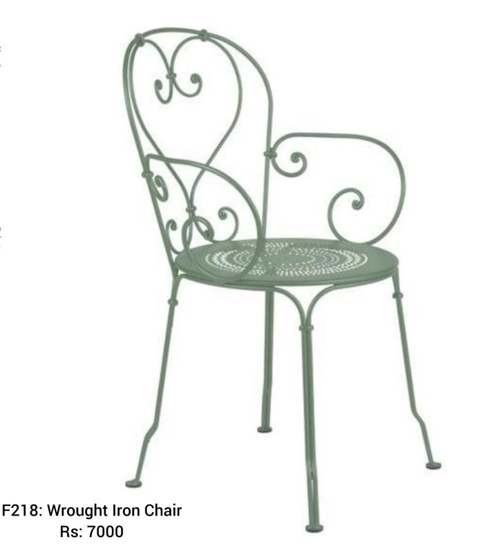 Grey Wrought Iron Chair, for Outdoor Furniture, Indoor Furniture, Design Type : Standard