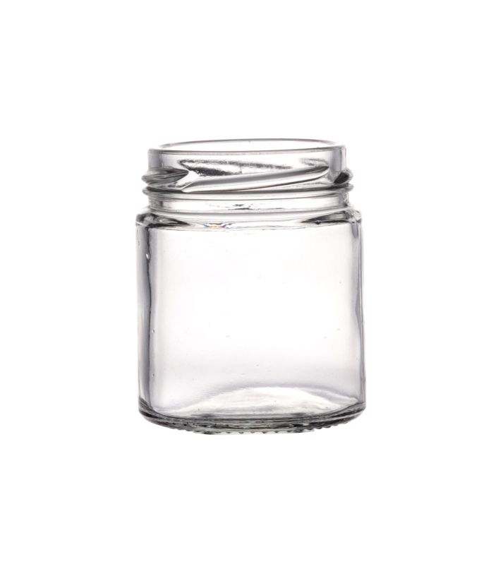 Transparent Round 200ml Salsa Glass Jar, for Food Storage, Cap Material : Metal