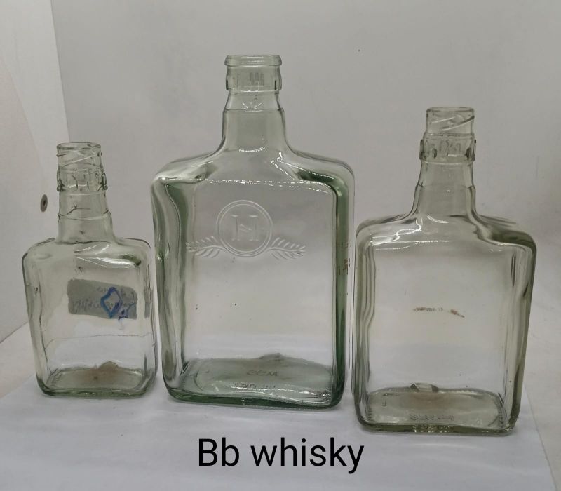 Transparent BB Whisky Glass Liquor Bottle, Storage Capacity : 750ml, 100ml, 350ml