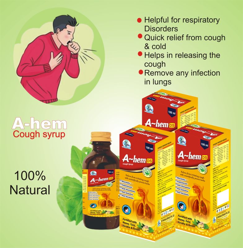 Liquid A-hem Herbal Ayurvedic Cough Syrup, Plastic Type : Plastic Bottles