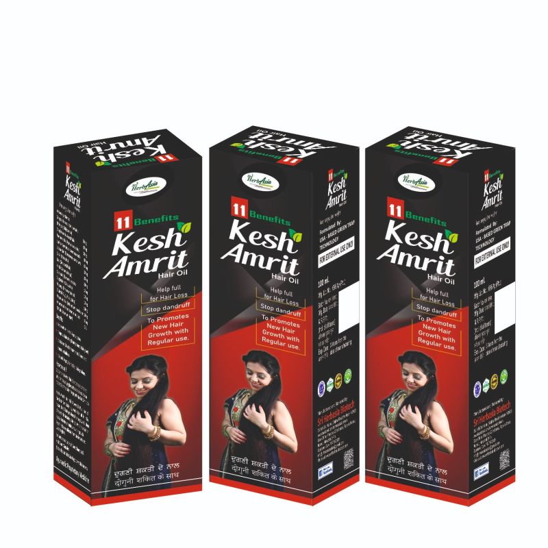 Sri Herbasia Kesh Amrit Oil, for Anti Dandruff, Anti Hair Fall, Hare Care, Scalp Hair, Packaging Size : 100 Ml