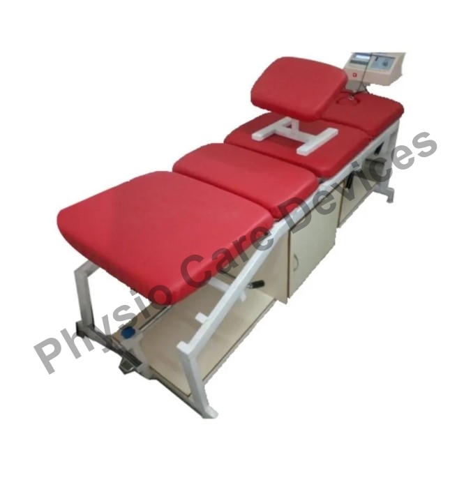 Rectangular Polished Metal PHYSIO CARE DEVICES Plain Four Fold Traction Bed, for Hospital