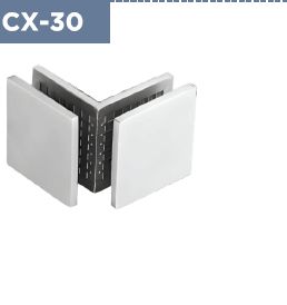 Silver Helicon Polished Aluminium CX-30 Glass Door Connector