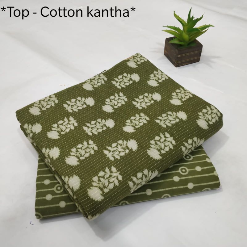 Kantha Work Cotton Dress Material, for Making Ladies Garments, Feature : Skin-Friendly, Easy Washable
