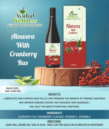 500 Ml Liquid Aloevera With Cranberry Ras, For Drink, Packaging Type : Bottle