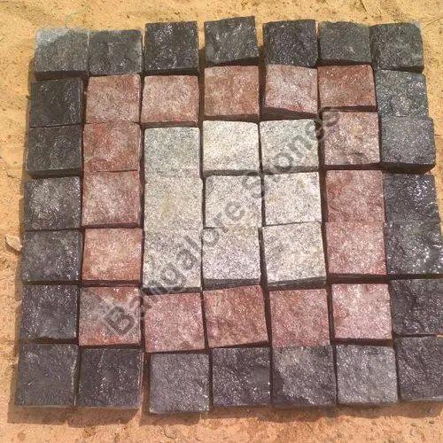 Multicolor Sqaure Rough Granite Cobblestone Pavers, for Landscaping