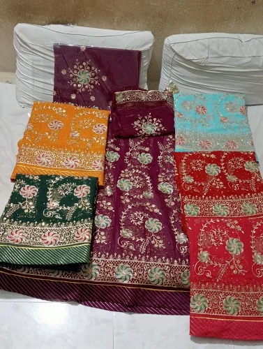 Multicolor Embroidery Women Rajputi Poshak