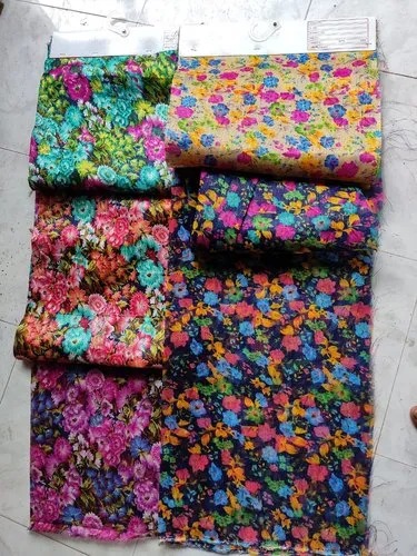 Multicolor Printed Banglori Silk Fabrics