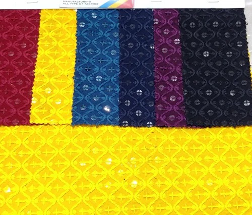 pure cotton rayon embroidered schiffli fabric