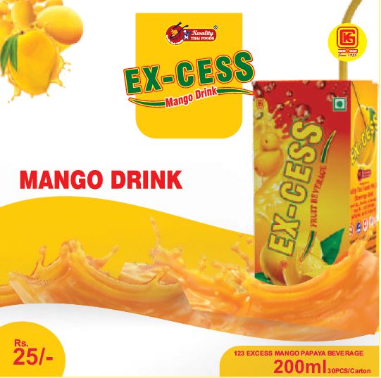 Ex-Cess Mango Drink, Packaging Size : 200 ml