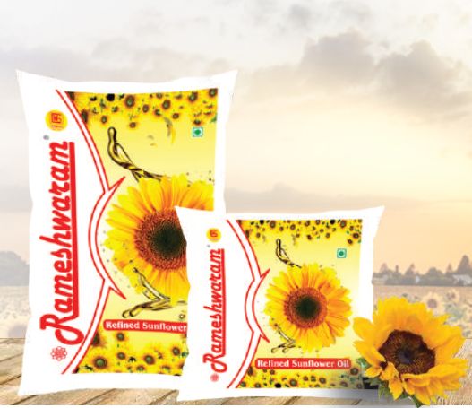 Rameshwaram Refined Sunflower Oil, For Cooking, Packaging Type : Plastic Pouch