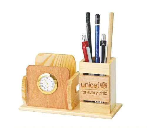 Printed Polished Promotional Wooden Pen Stand, Style : Modern