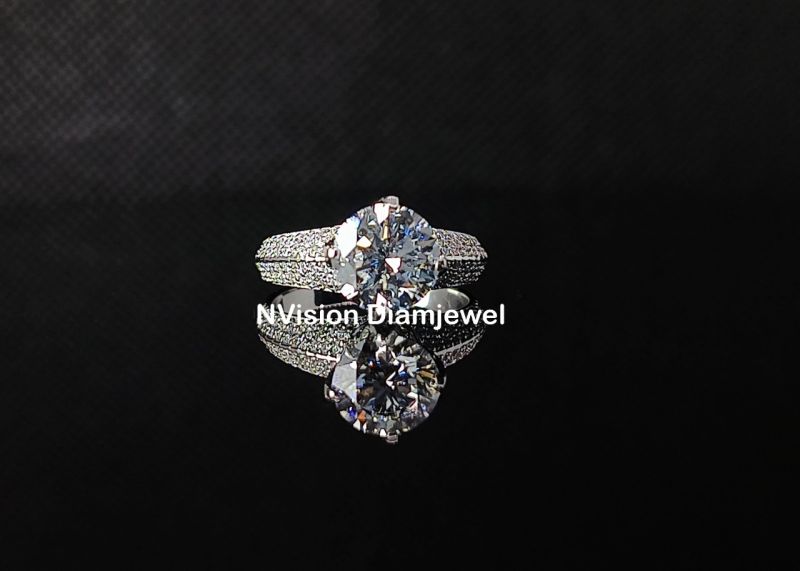 Natural Diamond White Gold Solitaire with Shank Diamonds Ring