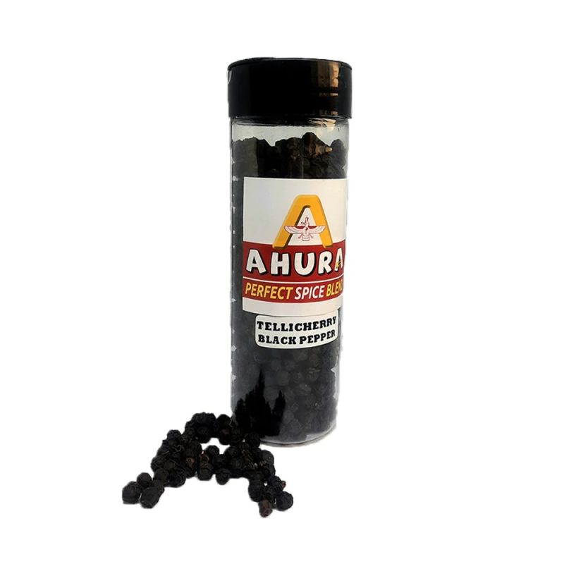 Ahura Natural Tellichery Black Pepper, Packaging Size : 100gm