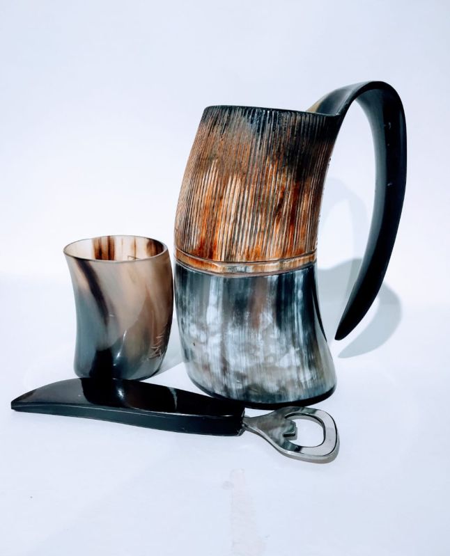 Brown Designer Polished Handmade Beautiful Horn Mug, for Drinkware, Gifting, Home Use, Style : Modern