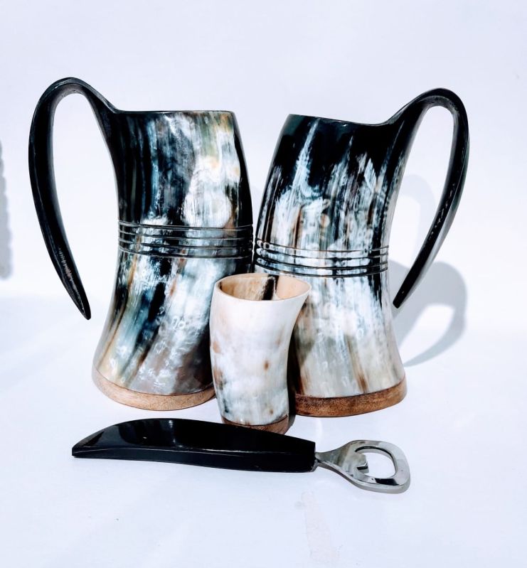 Designer Polished Natural Horn Mug, for Drinkware, Gifting, Home Use, Style : Modern