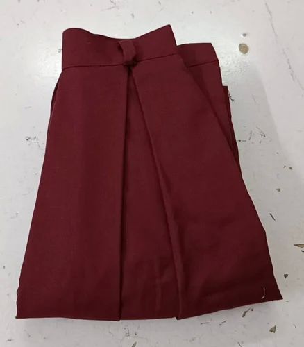 Plain Twill Fabric Girls Maroon School Skirt, Feature : Anti-shrink