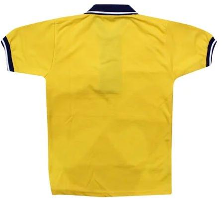 Half Sleeves Polo Neck Yellow School T-Shirt, Size : All Sizes