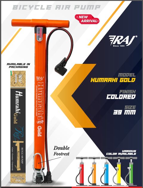 Red Humrahi Gold Bicycle Hand Air Pump, For With Multi Functional Nozzle