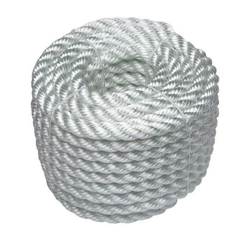 Twisted White Nylon Rope, for Industrial, Length : 50-100 m/reel