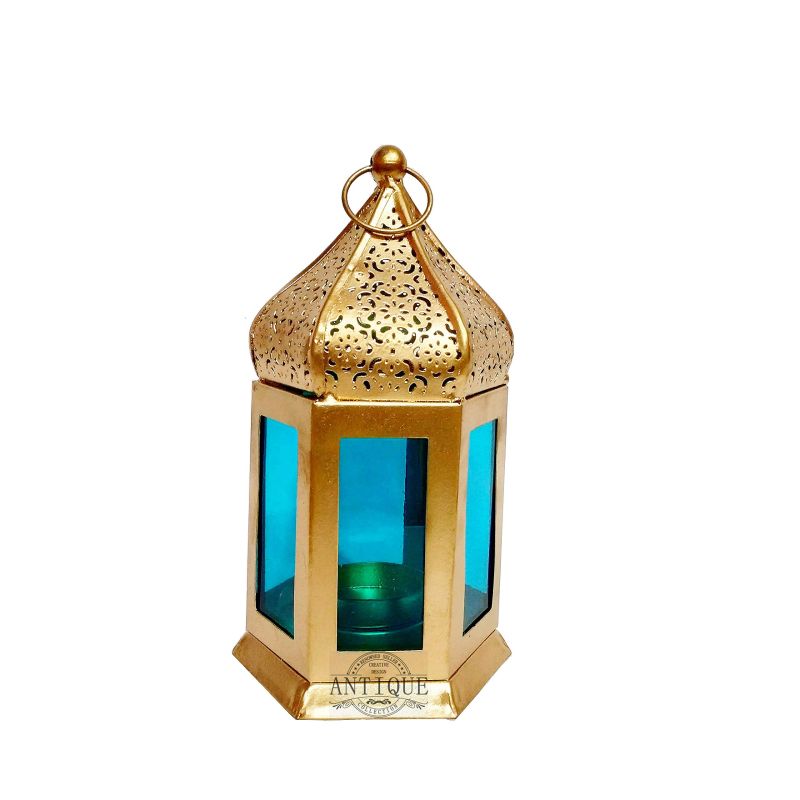 Electric Polished Metal Golden Moroccan lanterns, for Lighting, Decoration, Size : 40x40x45cm