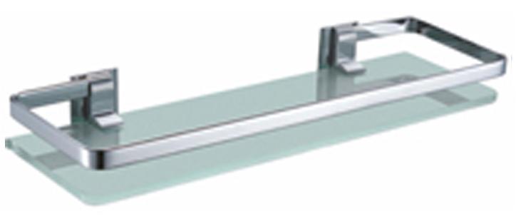 Silver Rectangular Coated Bathroom Glass Shelf, For Hotels Use, Home Use