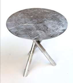 Matte Silver Bamboo Style Side Table