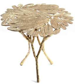 Golden Three Legged Leaves Top Side Table, For Restaurant, Hotel, Home 