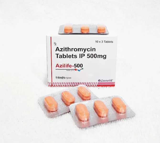 Silver Azithromycin Tablet, for Pharmaceuticals, Clinical, Personal, Hospital, Packaging Type : Box