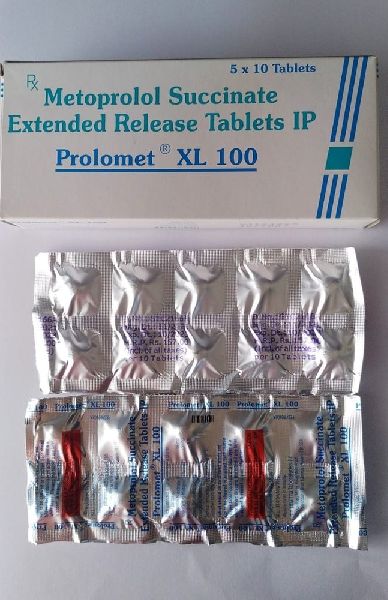 Metoprolol Succinate (95mg) Prolomet Xl 100mg Tablet, for Clinical, Hospital, Personal, Medicine Type : Pharmaceutical