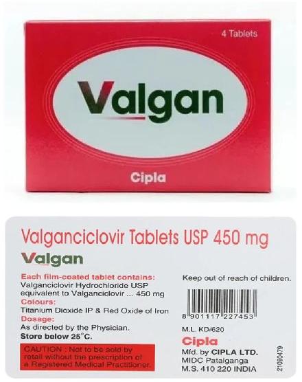 Valganciclovir (450mg) VALGAN TABLET, for Clinical, Hospital, Personal, Grade : Medicine Grade