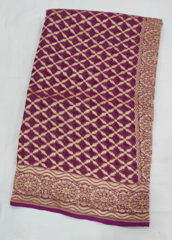 Purple Banarasi Georgette Saree, Technics : Machine Made