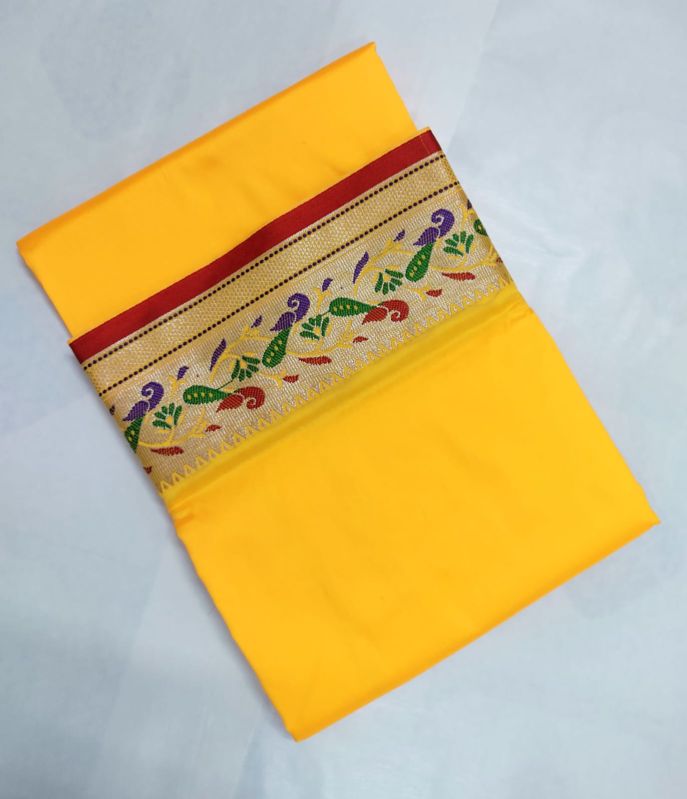 Yellow Solid Men Silk Dhoti