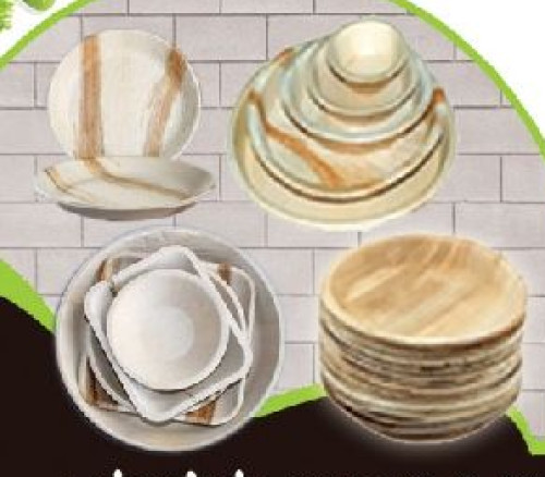 Brown Areca Leaf Plate, for Serving Food, Shape : Round